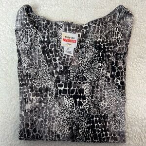 Ruby Rd. Favorites Monochrome Patterned Women's 3/4 Sleeve Top Petite Lrg
